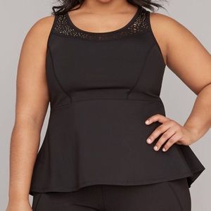 NWT LIVI Active Black Peplum Tank 14/16 pleated